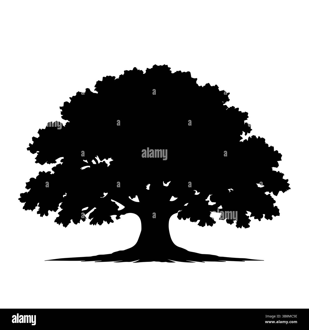 Oak tree silhouette isolated on white background. Tree logo. Vector ...
