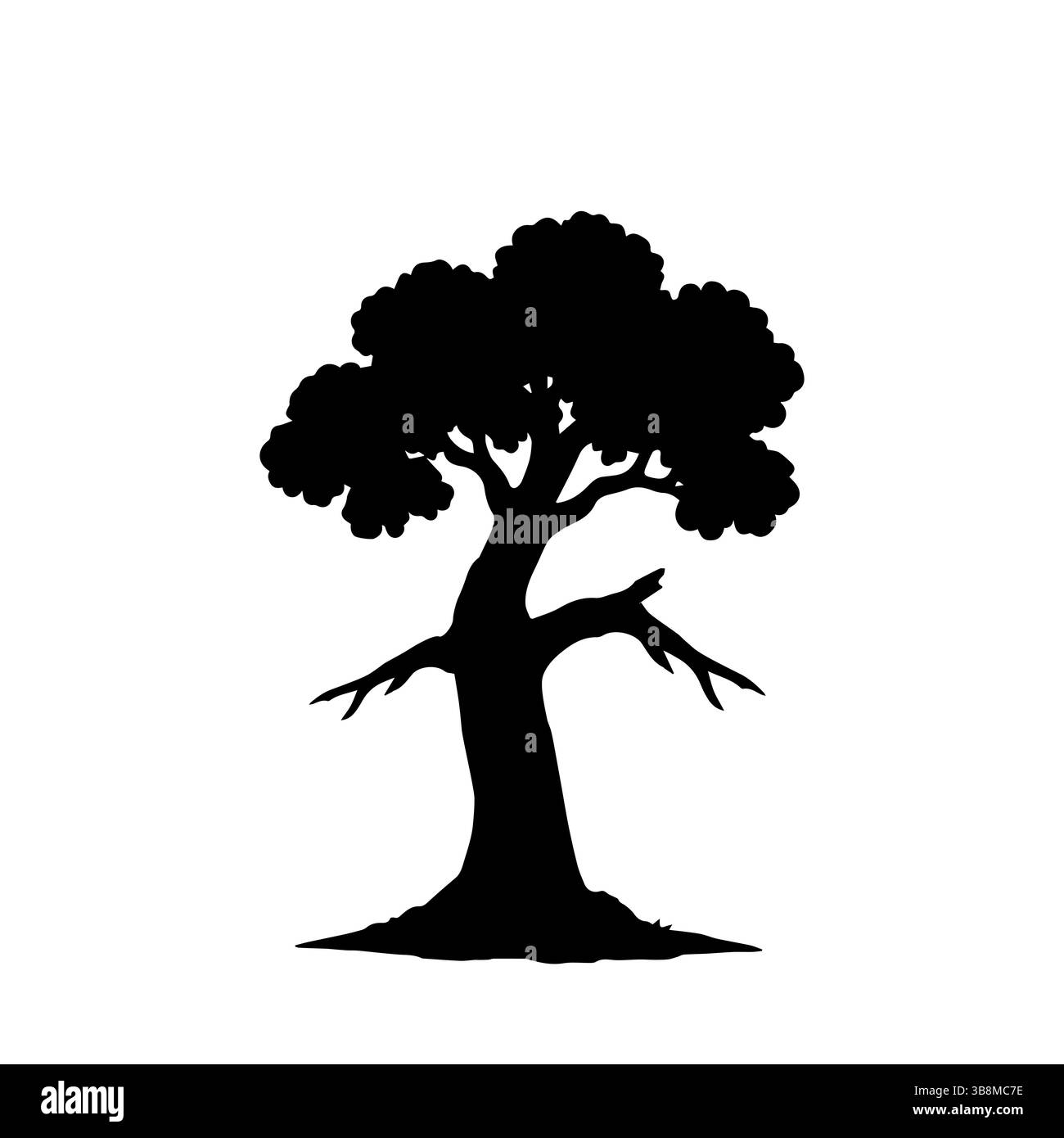 Oak tree silhouette isolated on white background. Tree logo. Vector ...