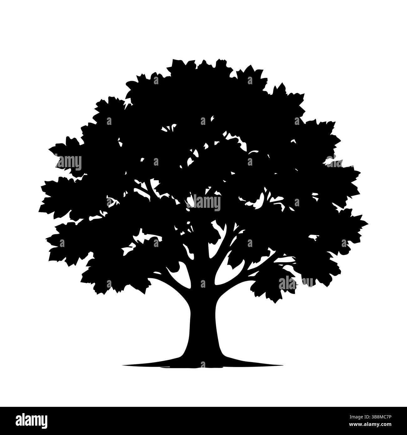 Oak tree silhouette isolated on white background. Tree logo. Vector ...