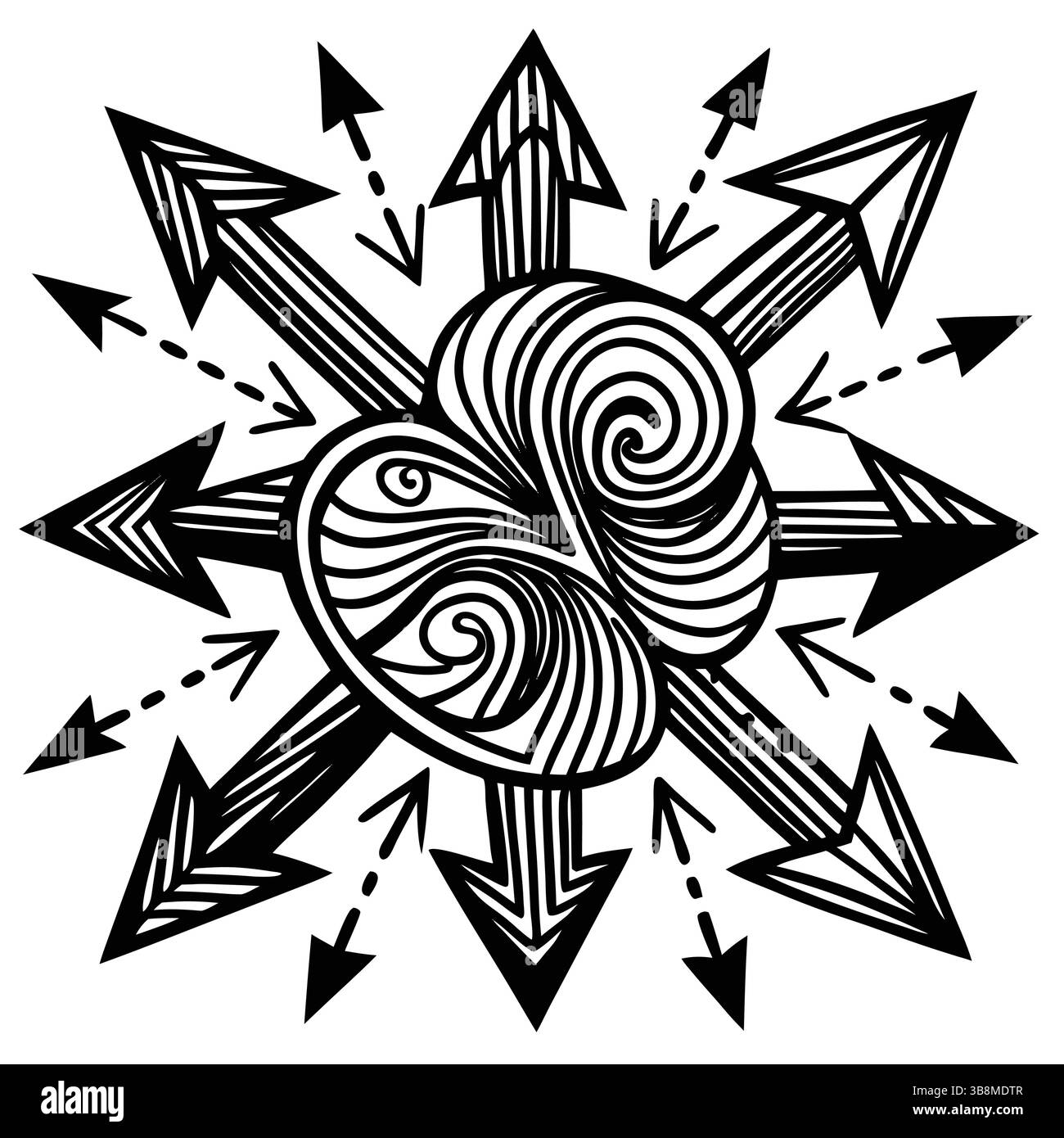 Abstract Arrow Design with Swirling Lines Stock Vector Image & Art - Alamy