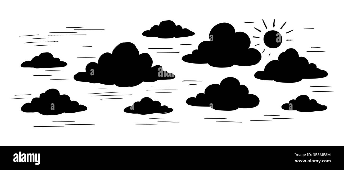 Cartoon clouds Black and White Stock Photos & Images - Alamy