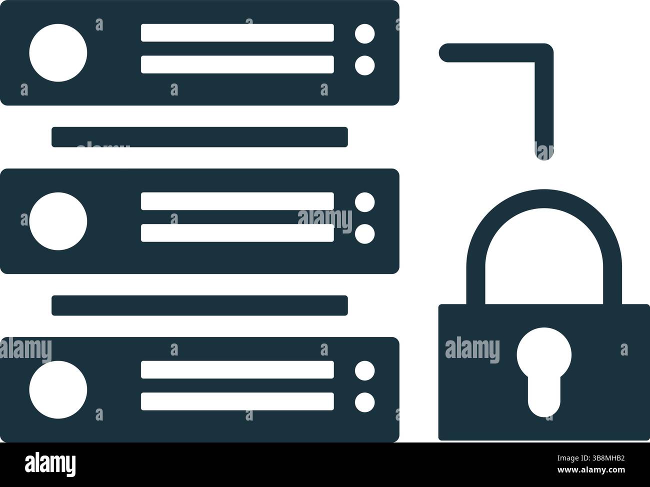 Server security system is protecting data center, internet security concept with lock icon Stock Vector