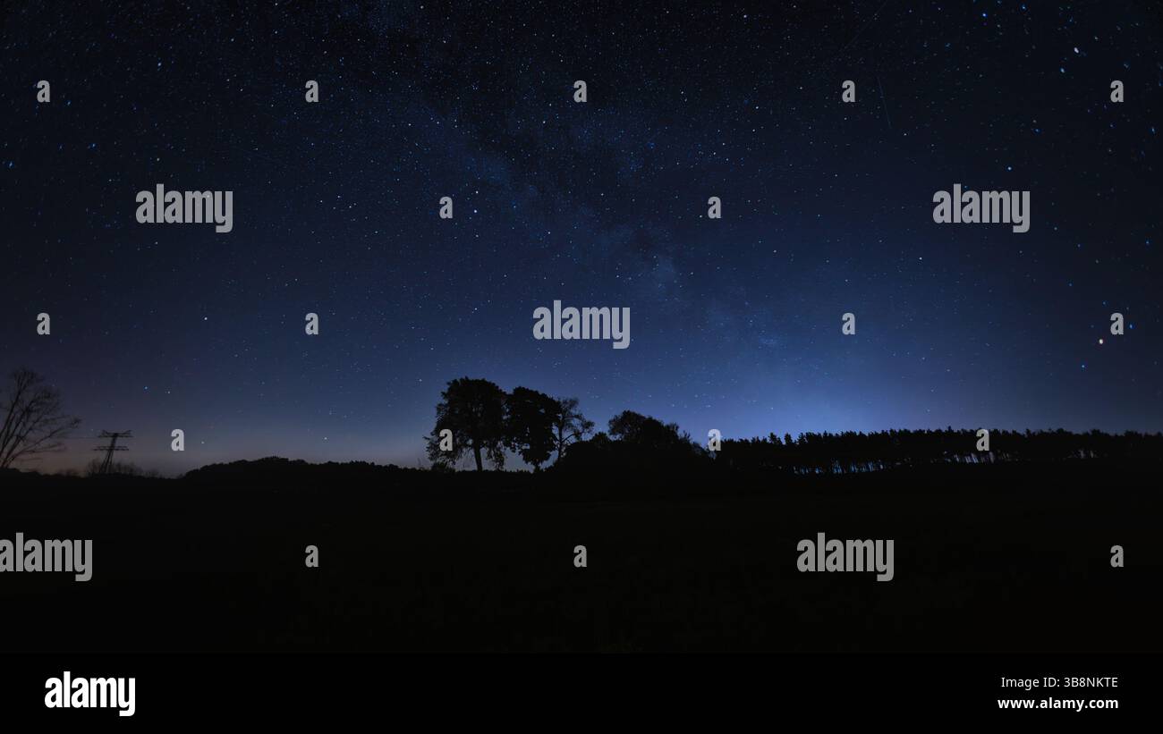 Starry sky with landscape - Milky Way Stock Photo - Alamy