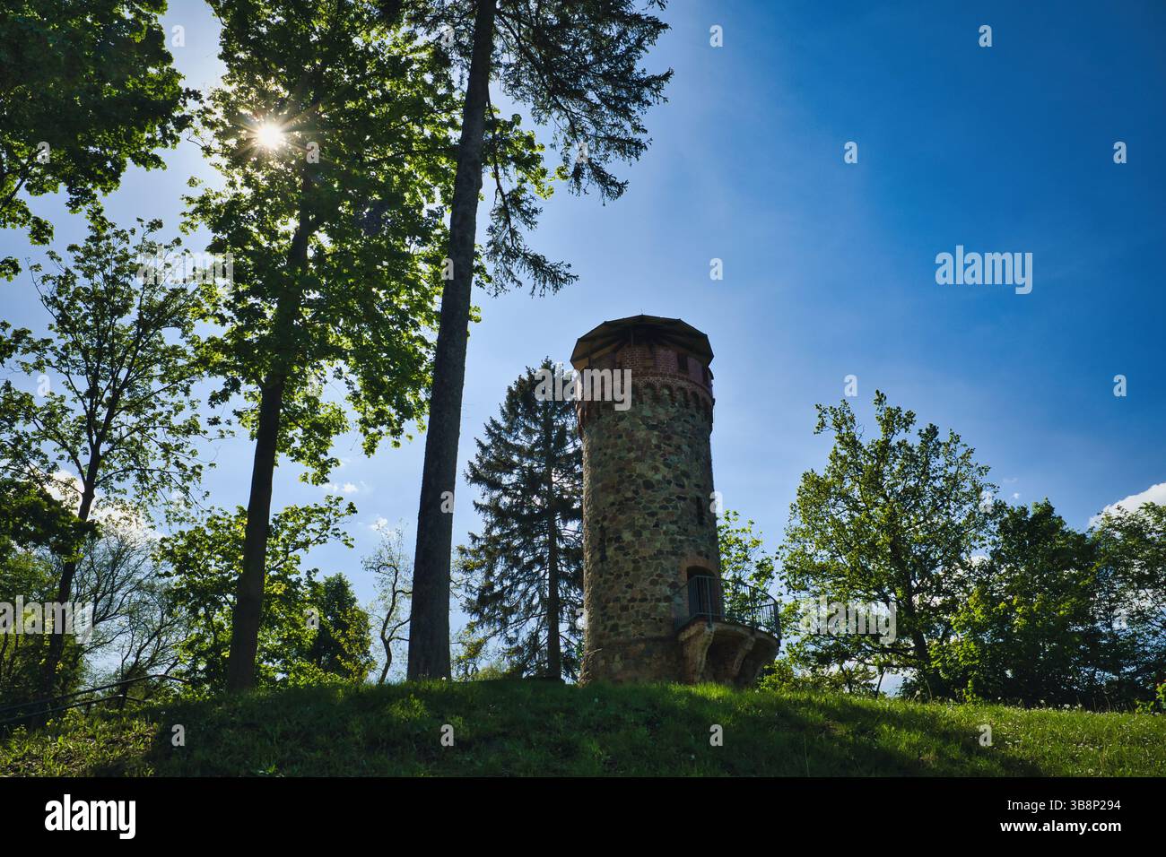 Rapunzelturm - Old Tower in the Park - Askanierturm in Wildau in - Brandenburg - Deutschland - Werbellinsee - Barnim - Biosphärenreservat - Schorfheid Stock Photo