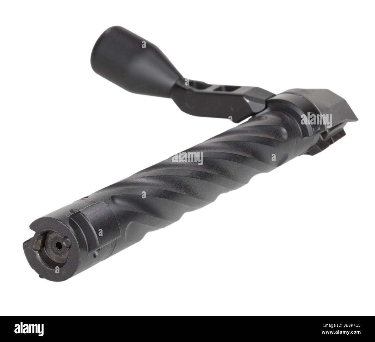 Rifle Extractor Function Front view of a black centerfire rifle bolt out of the weapon with the ...