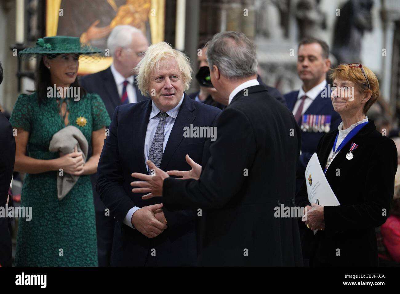 Britain's Former Prime Ministers Boris Johnson, centre left, and David ...