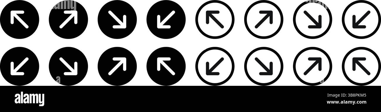 Flat arrow icon set for web and mobile app. Vector arrow illustrations for presentations and UI design. Stock Vector