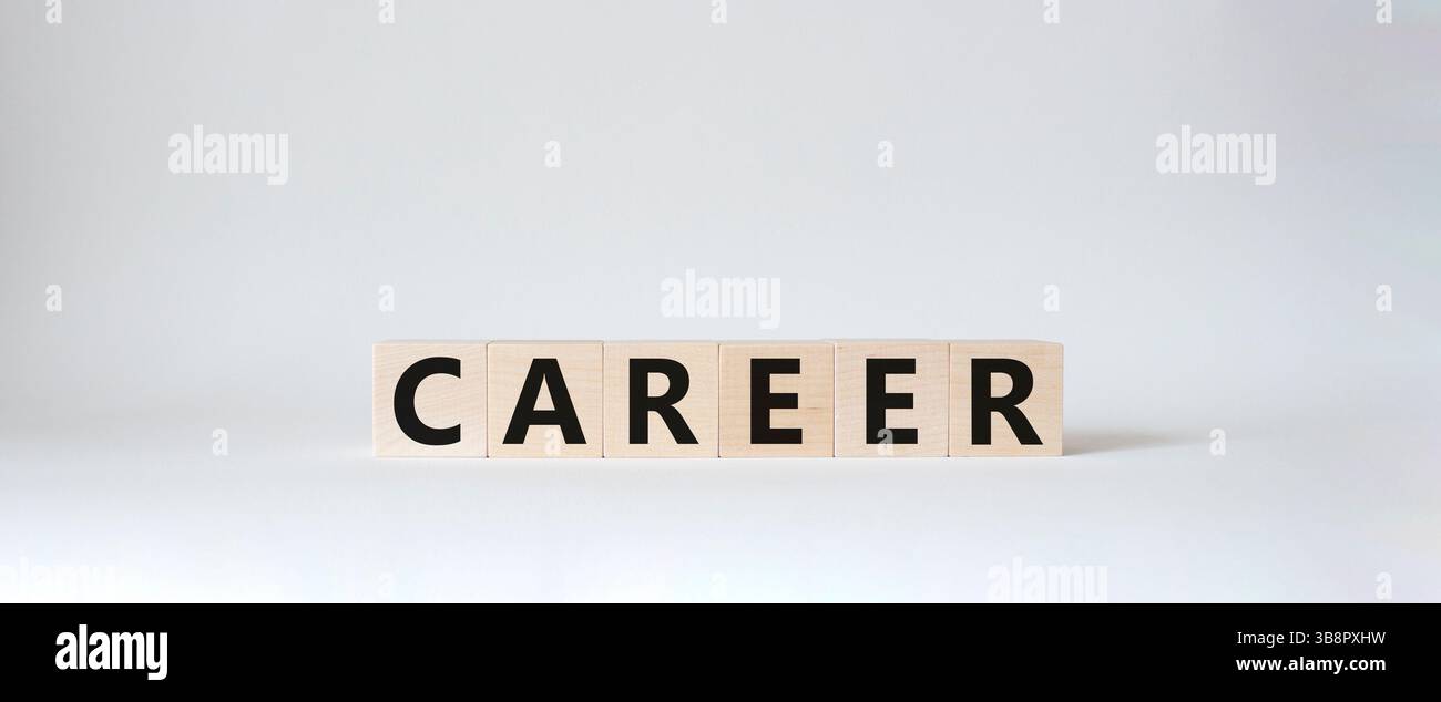 Career symbol. Concept word Career on wooden cubes. Beautiful white ...