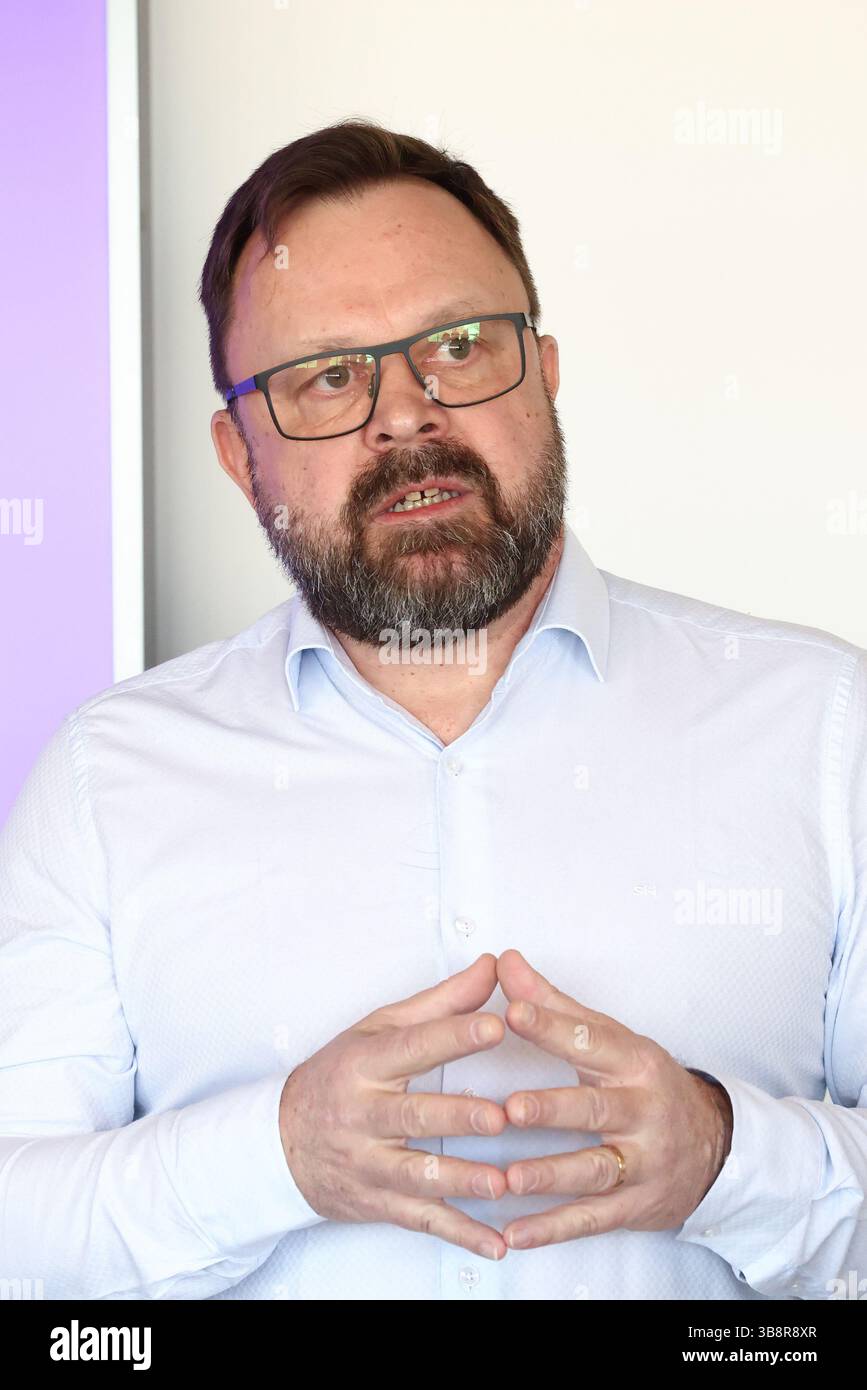 Grace Hollogne, Belgium. 08th May, 2025. Fedex Managing Director Hub Operations Rudi Loontiens pictured during a visit to the logistics center of FedEx, Wednesday 07 May 2025 at Liege airport in Grace-Hollogne. BELGA PHOTO BRUNO FAHY Credit: Belga News Agency/Alamy Live News Stock Photo