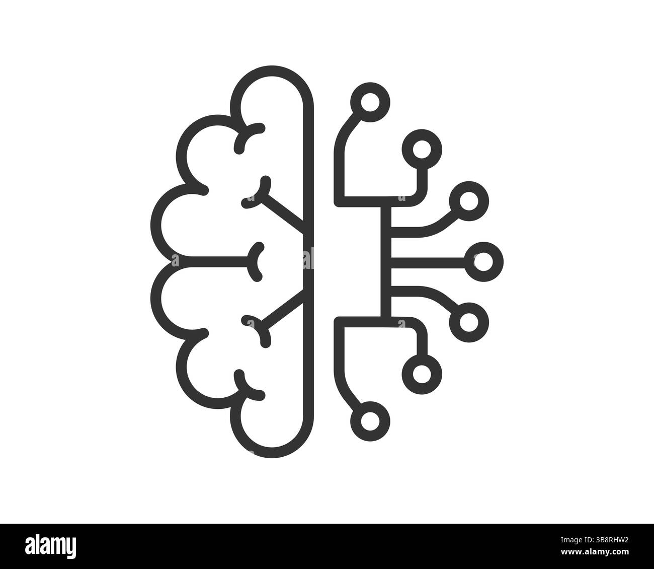 Braincomputer interface icon. Concept for artificial intelligence, machine learning, and technology. Minimalist design. Use for science, innovation, a Stock Vector