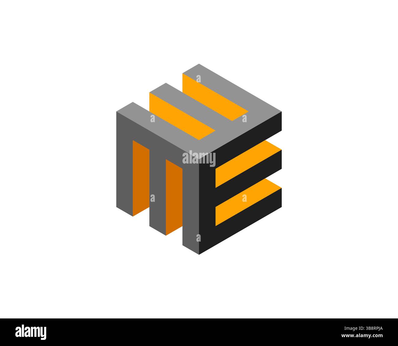 Abstract isometric cube design, featuring gray and orange hues. Ideal for corporate branding, technology, architecture, and modern design projects. Re Stock Vector