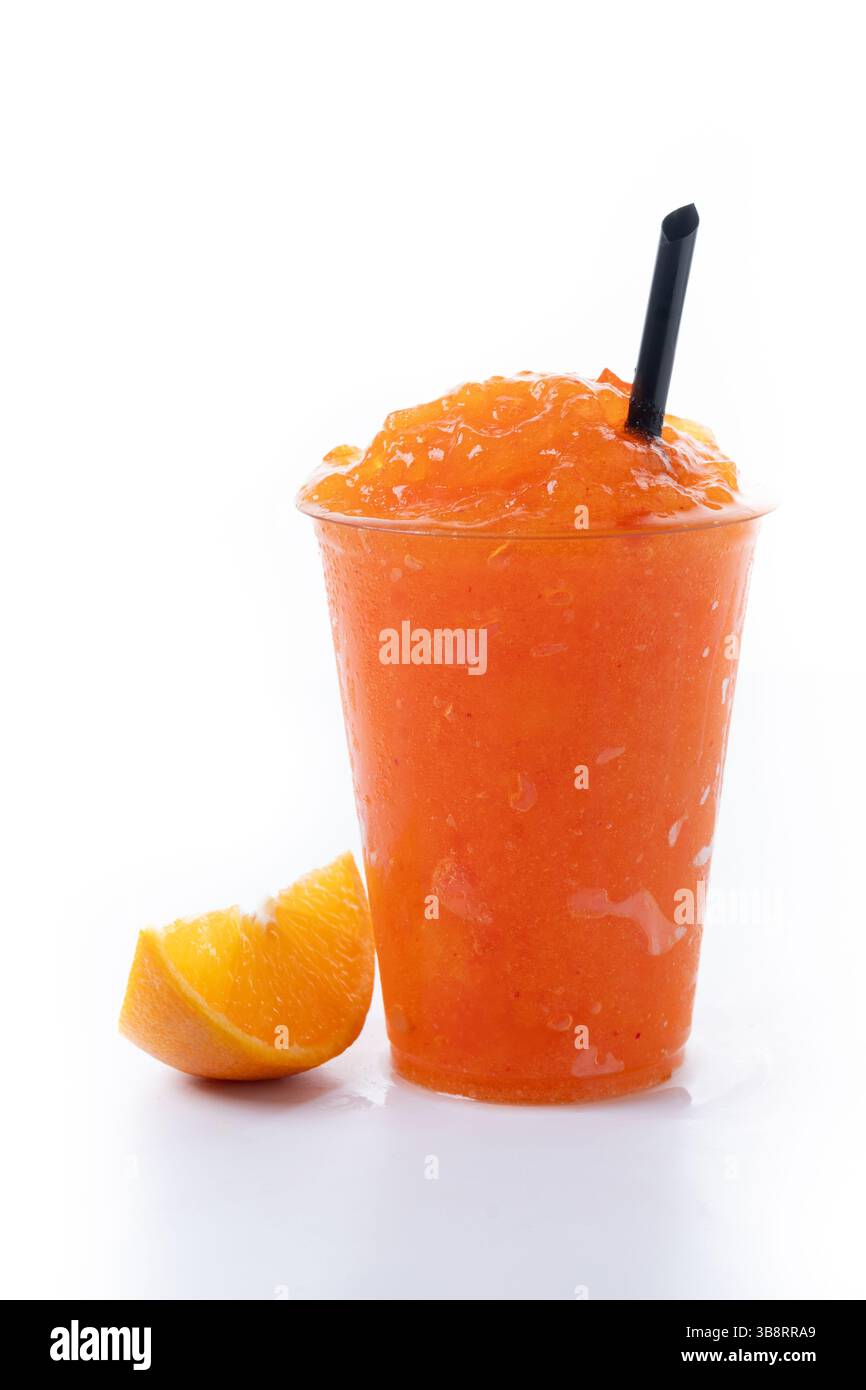Orange slushie isolated on white background Stock Photo
