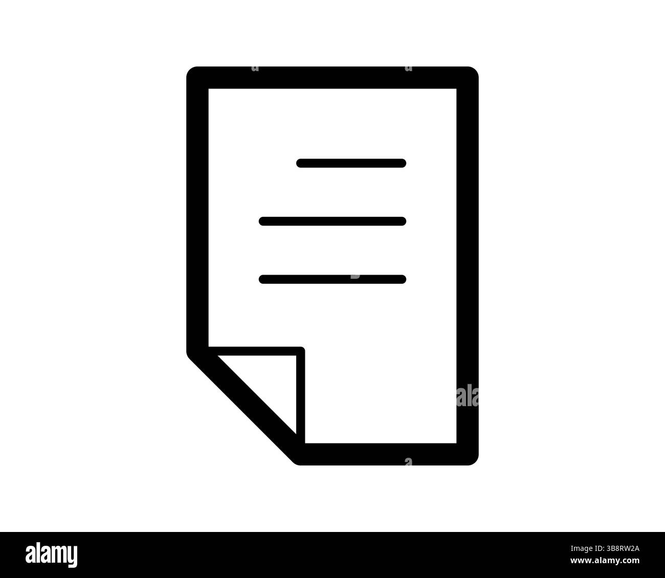 Bold black outline document icon, perfect for app interfaces, website ...