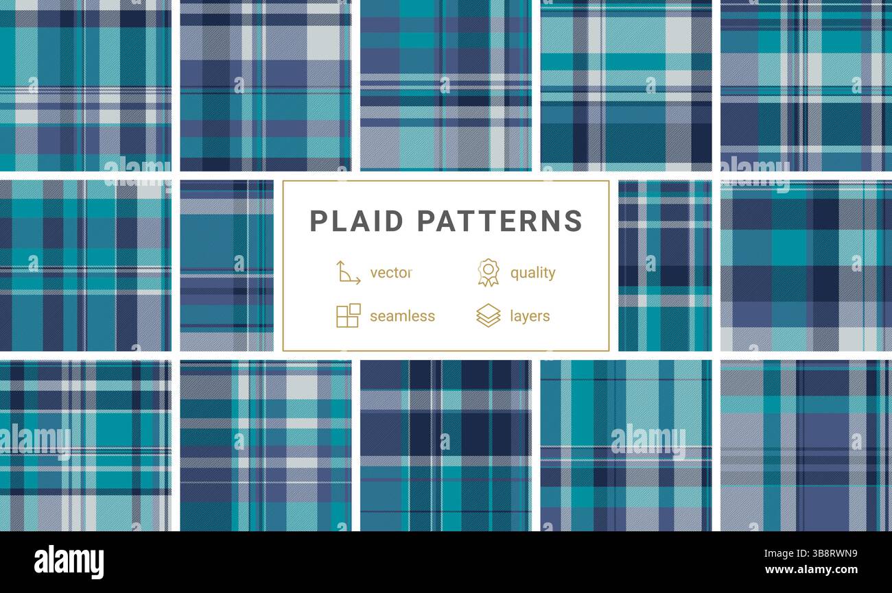 A collection of plaid patterns featuring colorful checks, perfect for ...