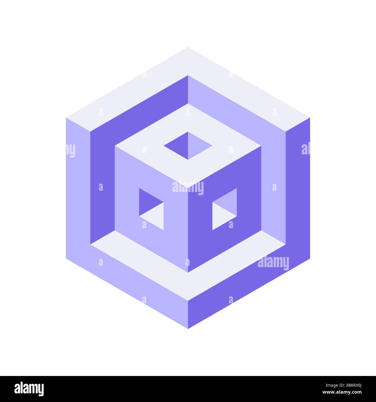 Abstract isometric cube design.  A captivating visual metaphor for depth, complexity, and innovation. Perfect for tech, design, or architecture projec Stock Vector