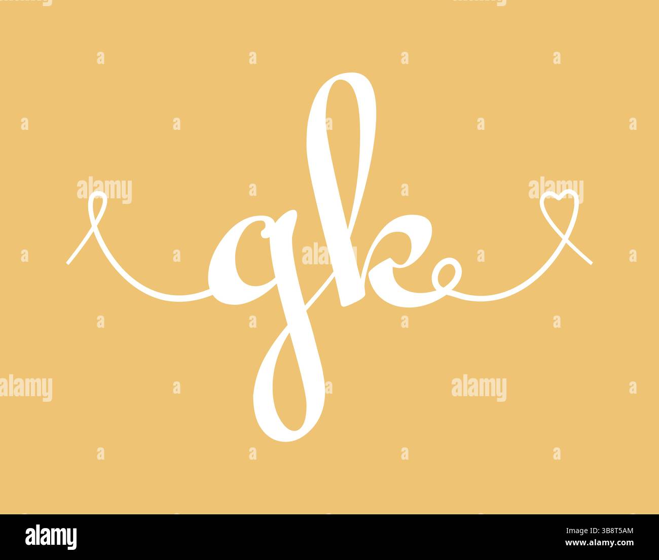 GK initial wedding monogram calligraphy vector illustration. Hand drawn lettering g and k love logo design for valentines day poster, greeting card, p Stock Vector