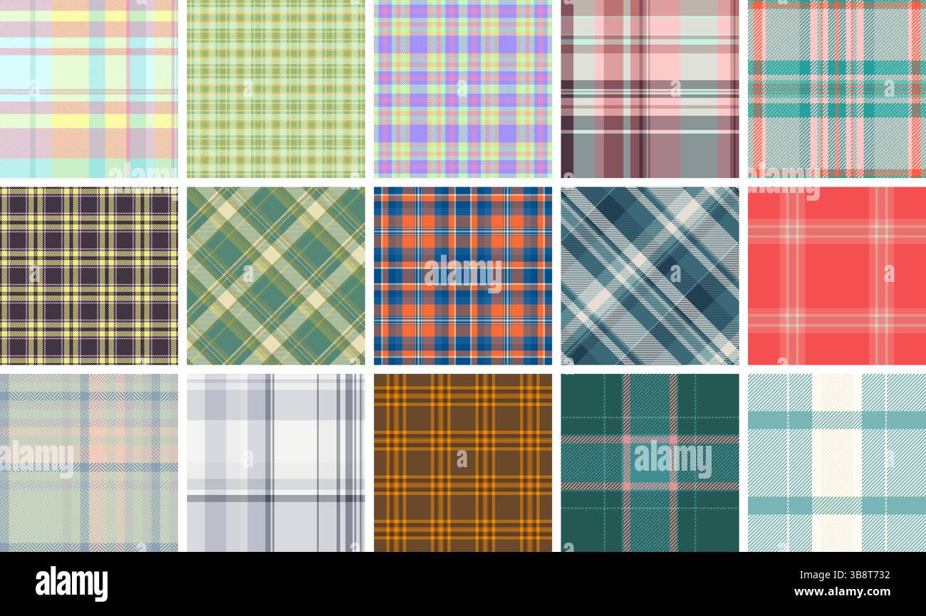 A collection of plaid patterns featuring colorful checks, perfect for ...