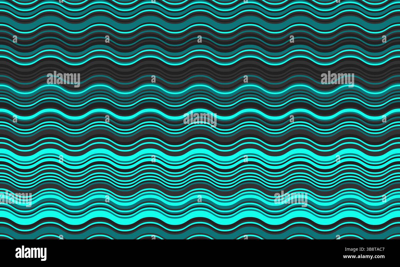 Dynamic teal and dark gray wavy stripes create a visually engaging seamless pattern. Ideal for website backgrounds, textile designs, or vibrant graphi Stock Vector