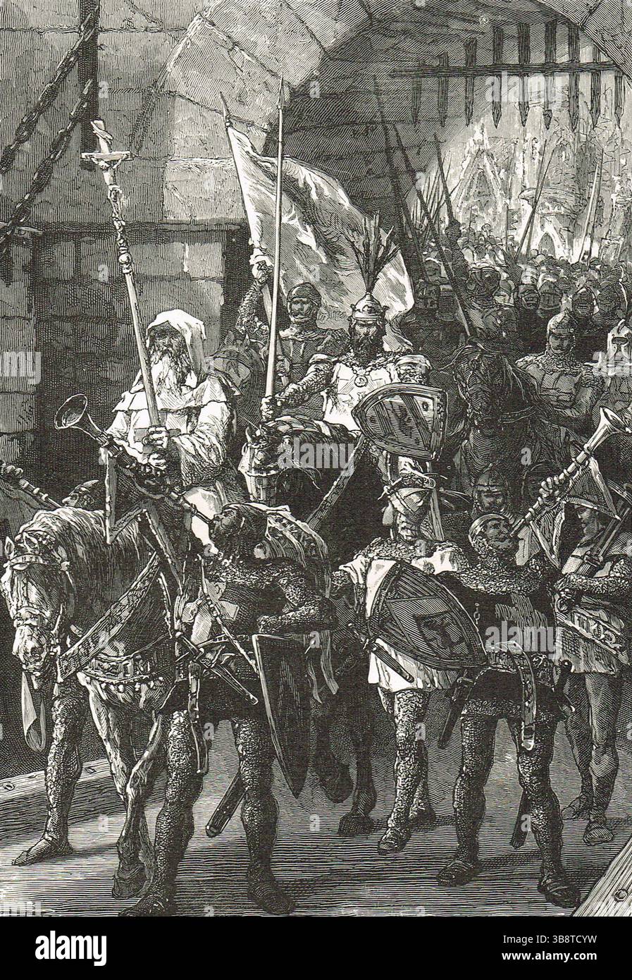 Crusaders on the march in the 12th century Stock Photo