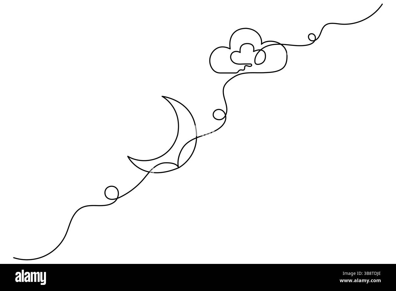 Moon continuous one line art drawing of isolated outline vector ...