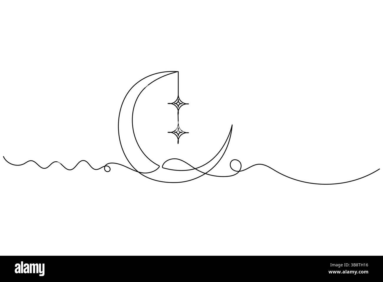 Moon continuous one line art drawing of isolated outline vector ...