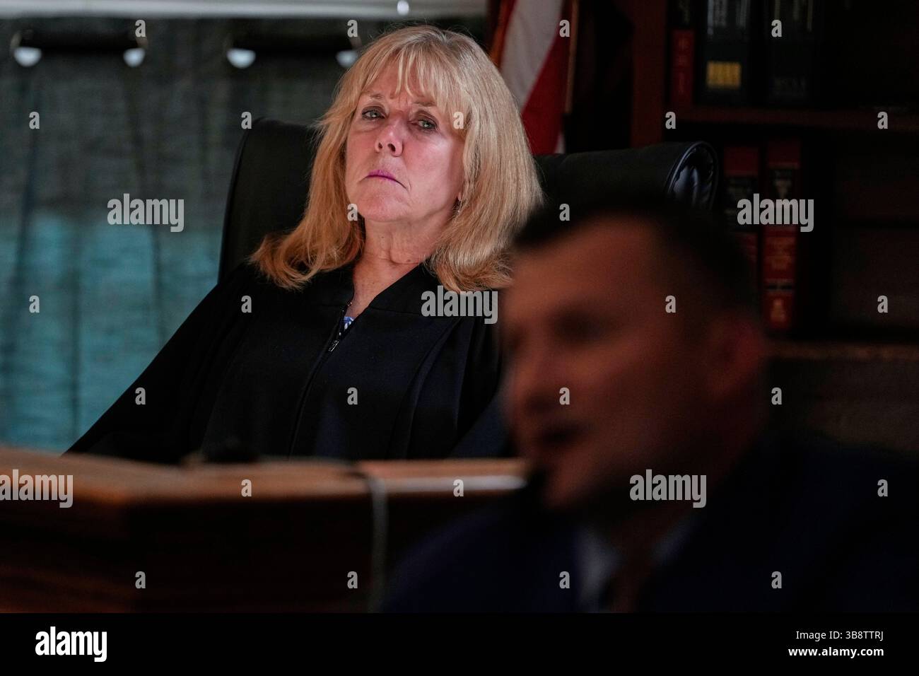 Judge Beverly Cannone listens to Massachusetts State Police Sergeant ...