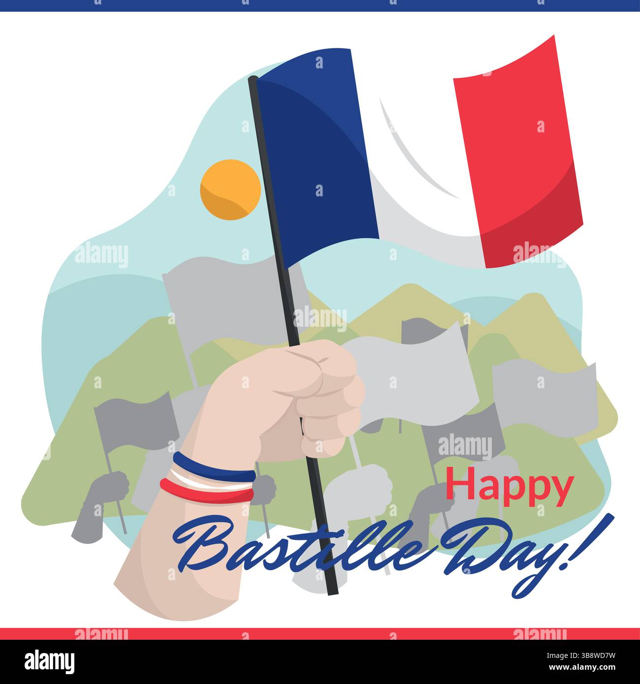Hand waving French flag. Vector illustration Stock Vector Image & Art ...