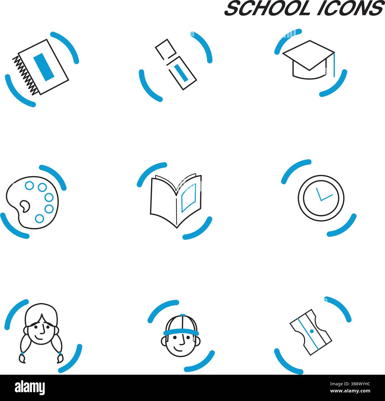 Academic school icon mix. Vector illustration Stock Vector