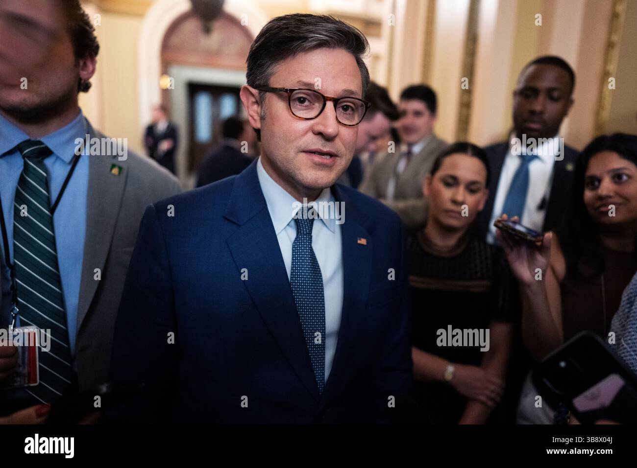 UNITED STATES - MAY 8: Speaker of the House Mike Johnson, R-La., talks ...