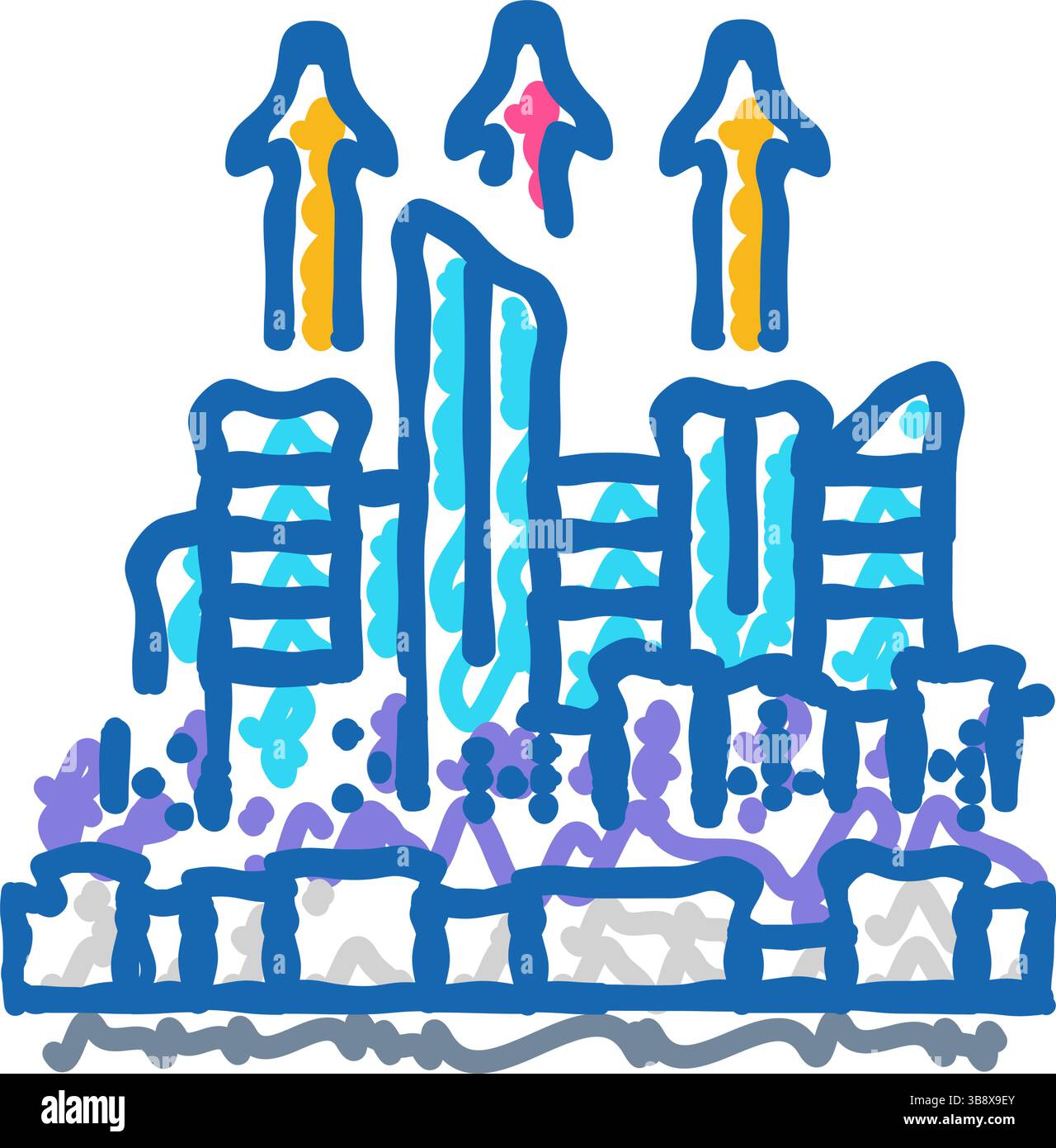 urban sprawl cyberpunk icon doodle illustration Stock Vector Image ...