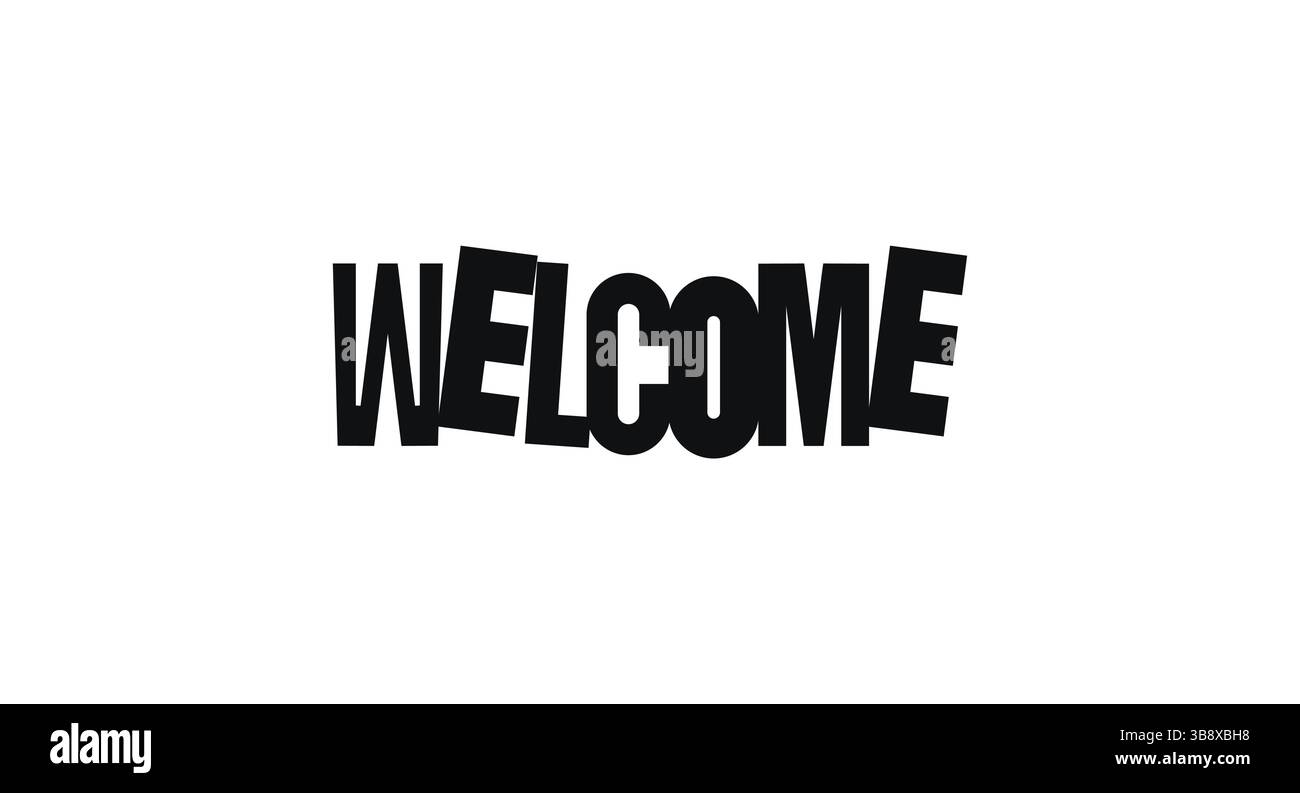 Bold Typography Phrase Welcome In Geometric Collage Cutout Style ...