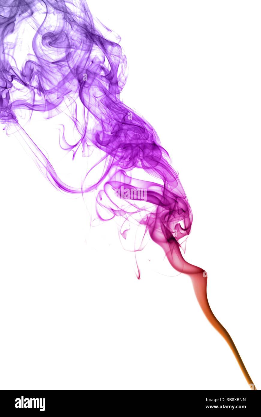 Abstract multi colored smoke puff isolated on white Stock Photo