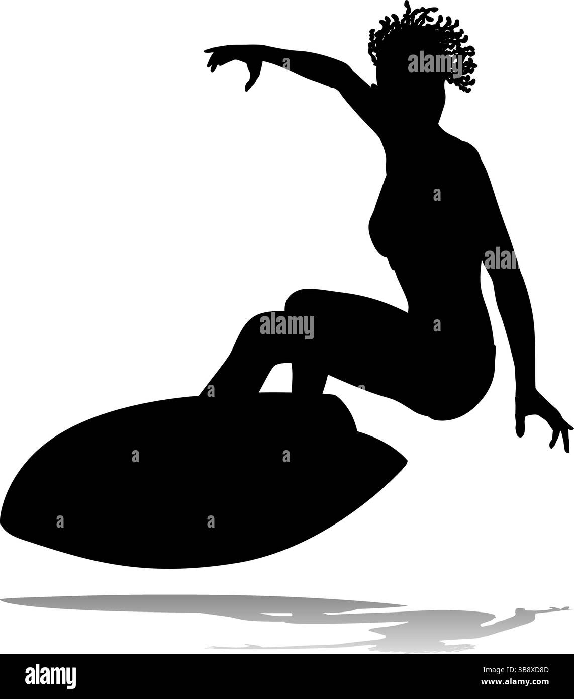 Woman Surfer Surfboard Female Surfer Silhouette Stock Vector Image ...