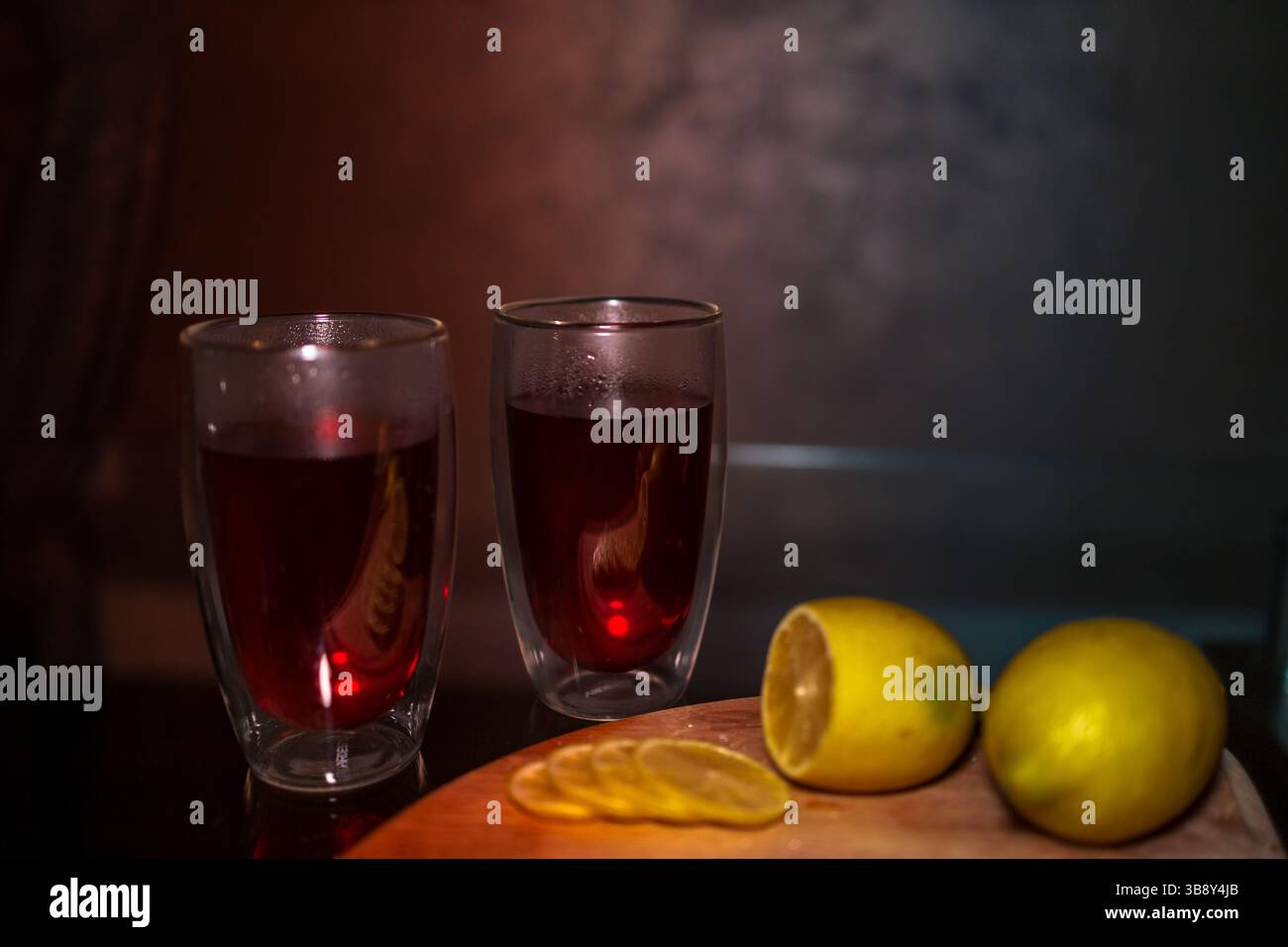 double glass in a cup of tea Stock Photo