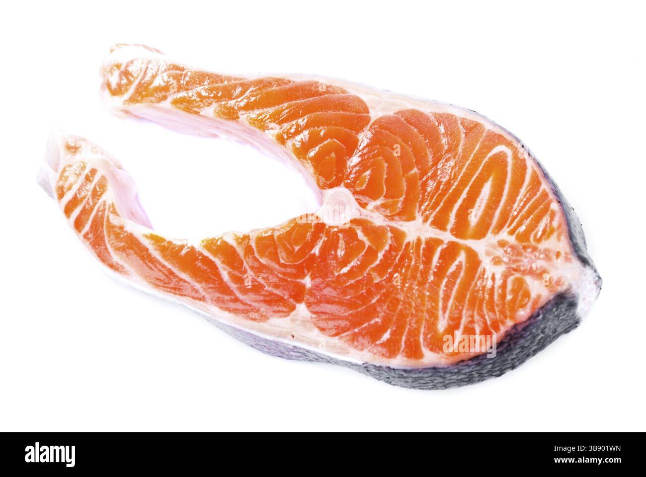 Salmon steak isolated on white background Stock Photo - Alamy