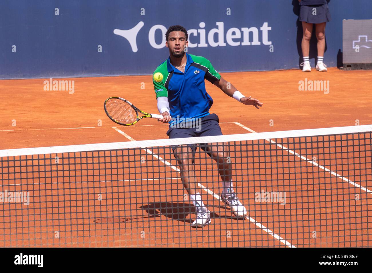 Pablo Carreno from Spain plays against Arthur Fils from France during their 1st round match at the ATP 500 Barcelona Open Banc Sabadell - Trofeo Conde Stock Photo