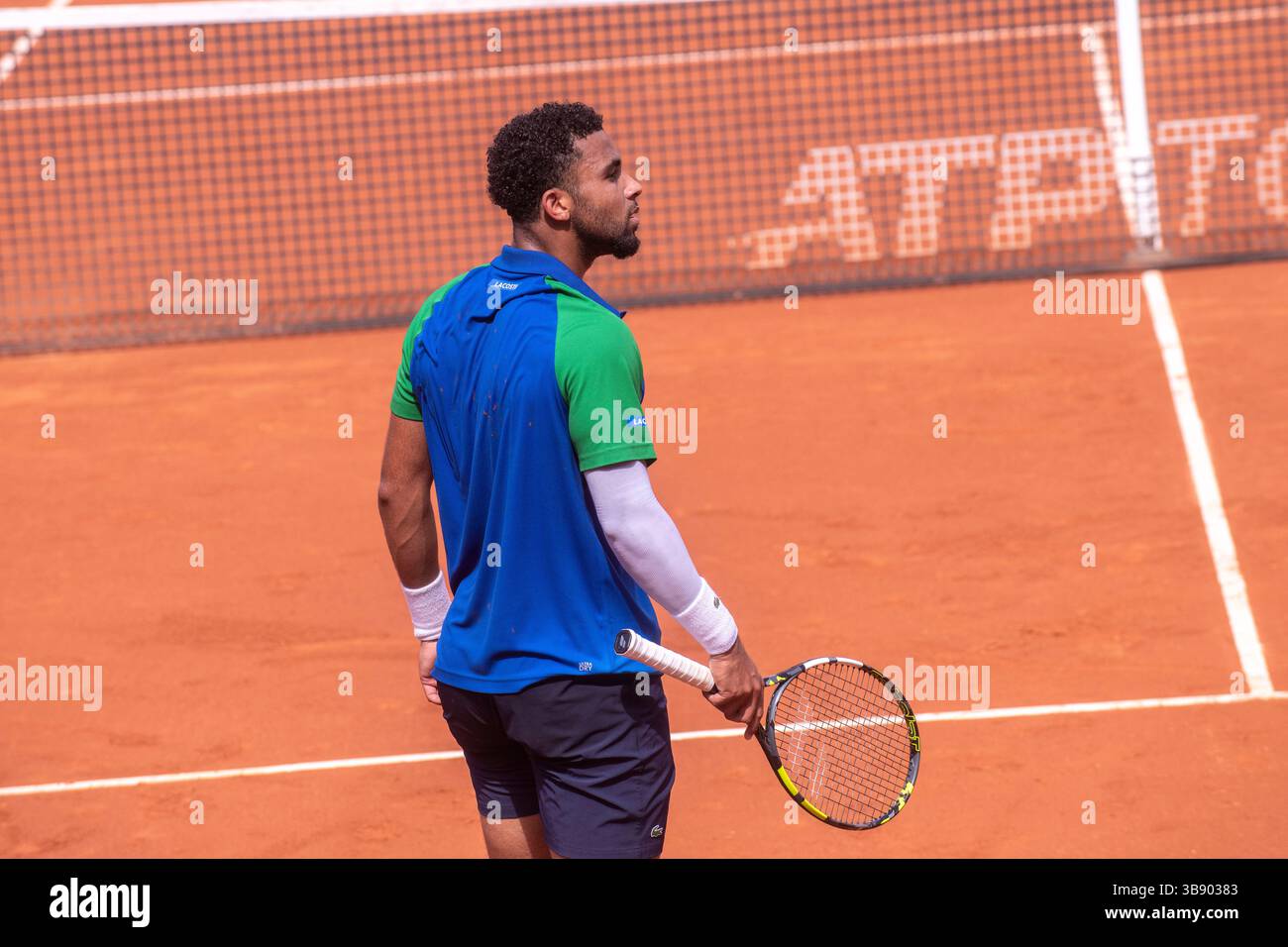 Pablo Carreno from Spain plays against Arthur Fils from France during their 1st round match at the ATP 500 Barcelona Open Banc Sabadell - Trofeo Conde Stock Photo