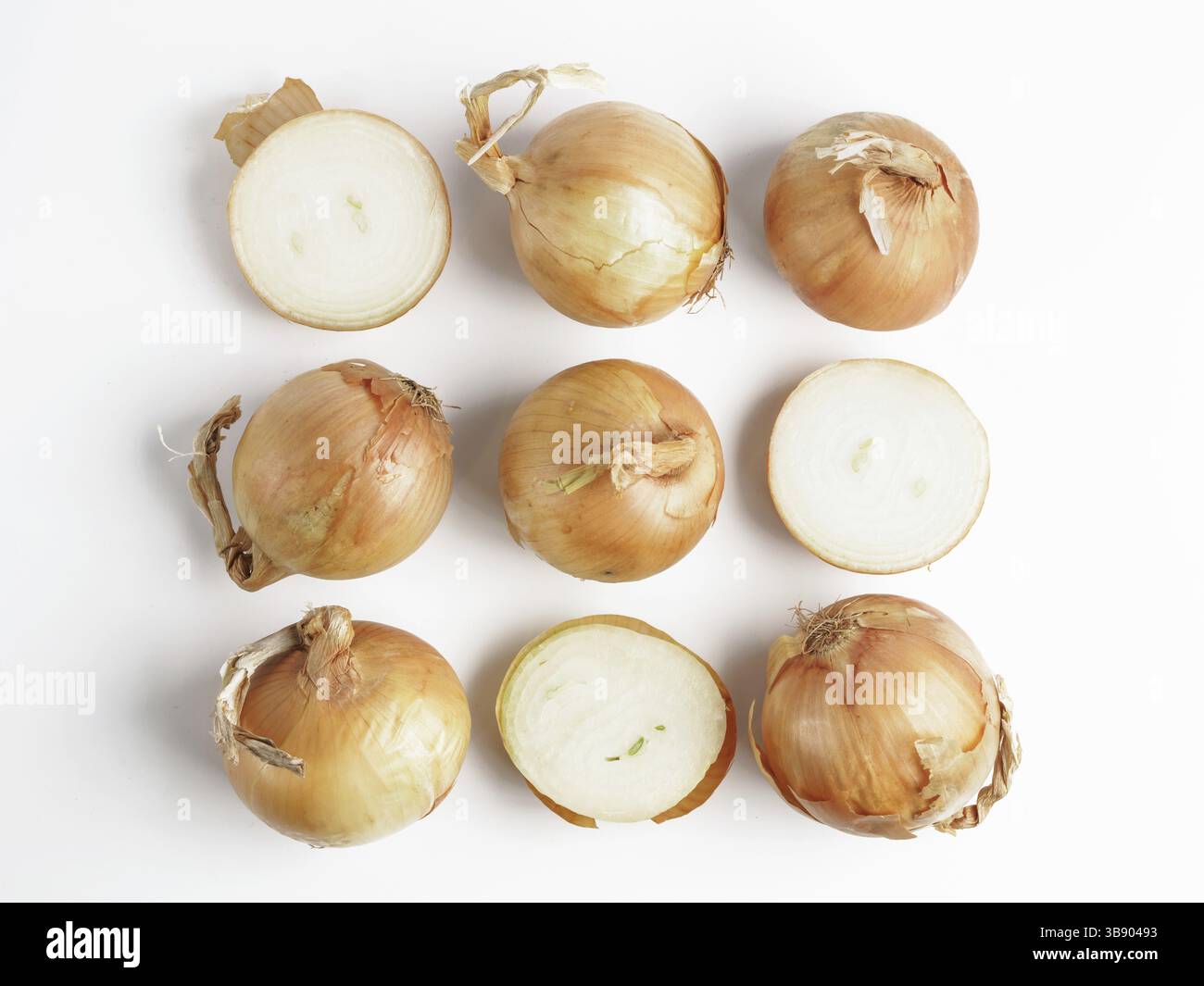 Onion seamless pattern isolated on white with clipping path. Top view or flat-lay Stock Photo