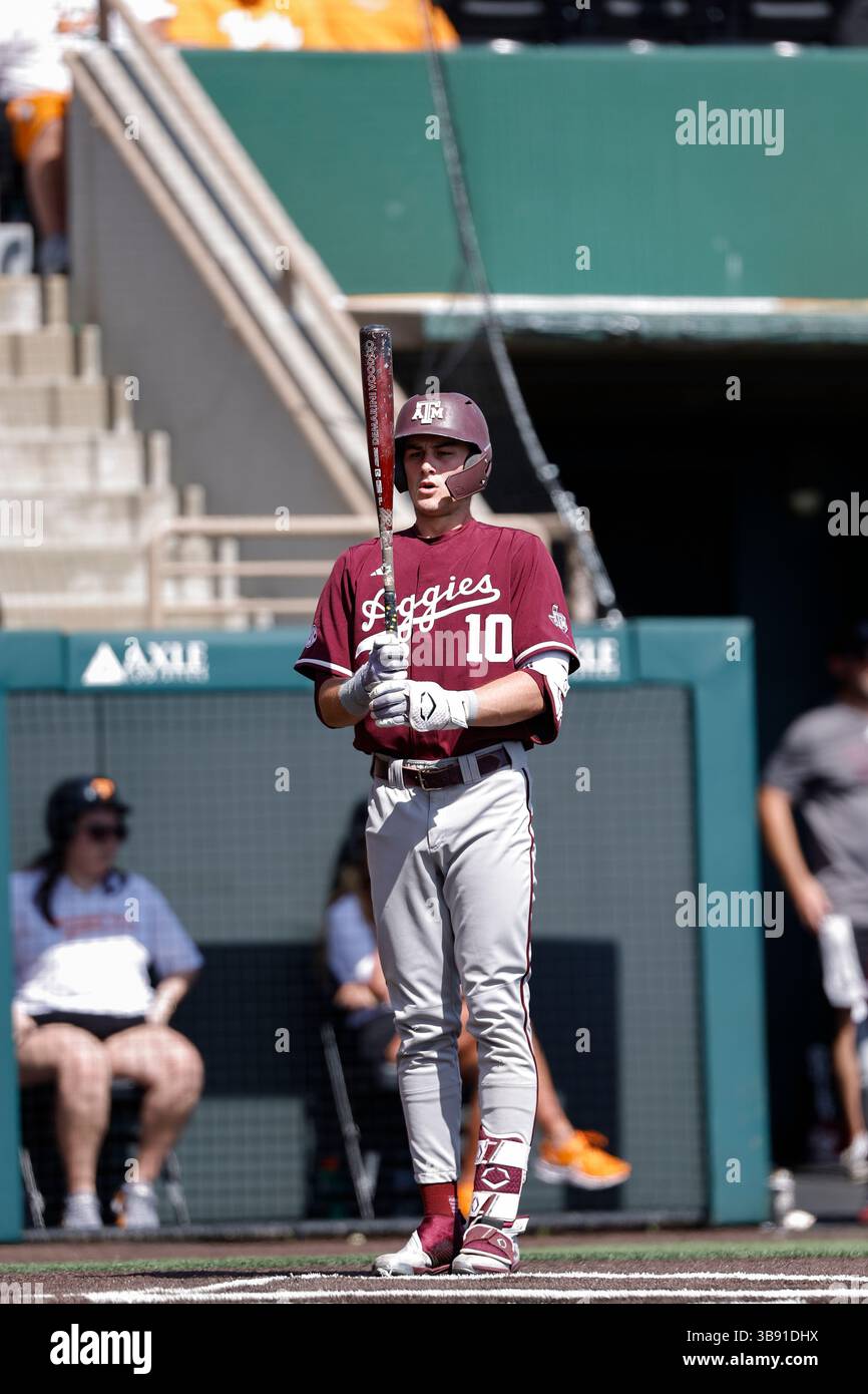 Texas A&M Aggies second baseman Ben Royo (10) at bat during Game 1 of a ...