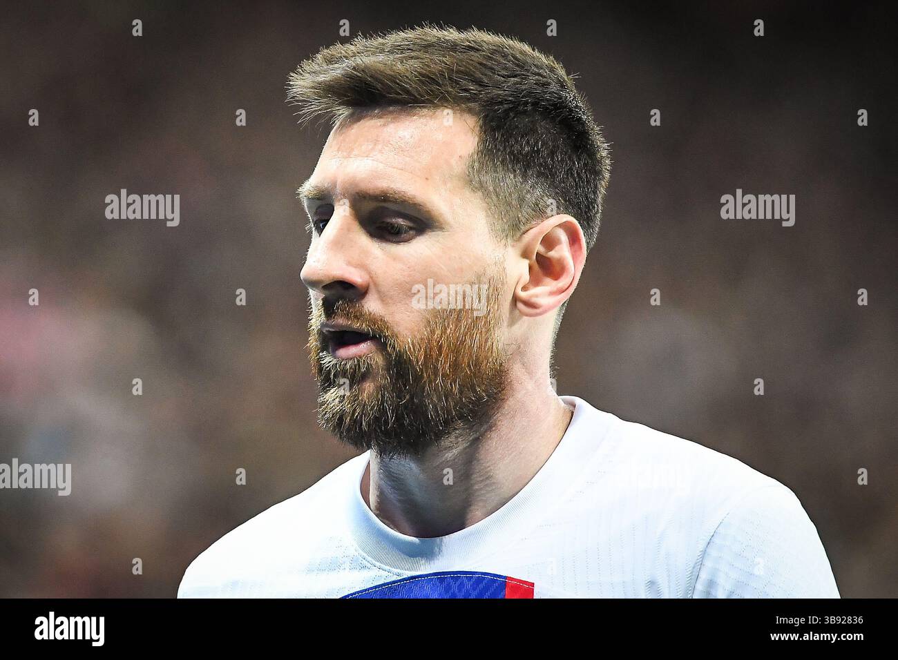 April 8, 2023, Nice, France, France: Lionel (Leo) MESSI of PSG during the Ligue 1 match between OGC Nice and Paris Saint-Germain (PSG) at Allianz Riviera Stadium on April 08, 2023 in Nice, France. (Credit Image: ©  Matthieu Mirville/ZUMA Press Wire) Stock Photo