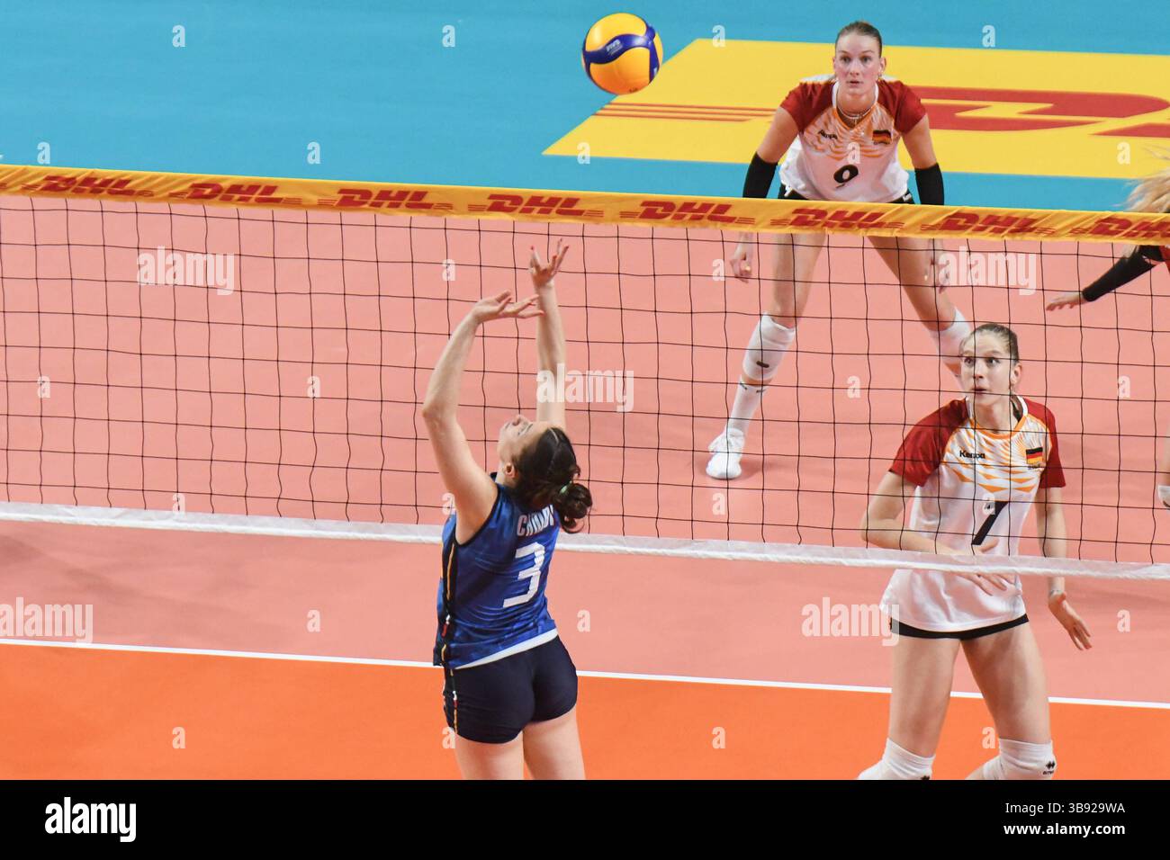 Novara, Italy. 08th May, 2025. #3 Carlotta Cambi of Italian national team in action during BPER Test match, Italy-Germany volleyball national team at PalaIgor Gorgonzola in Novara Credit: Independent Photo Agency/Alamy Live News Stock Photo