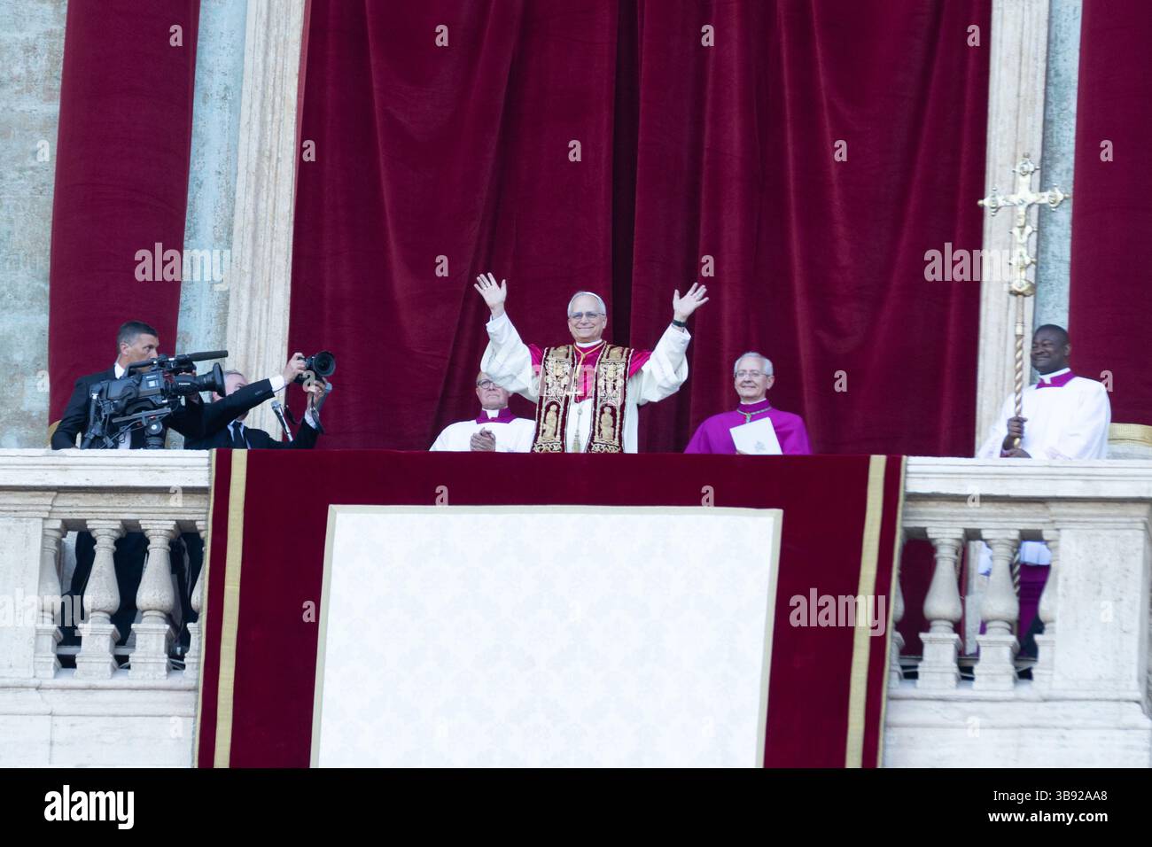 Rome, Italy. 08th May, 2025. The new Pope Leo XIV presents himself to ...
