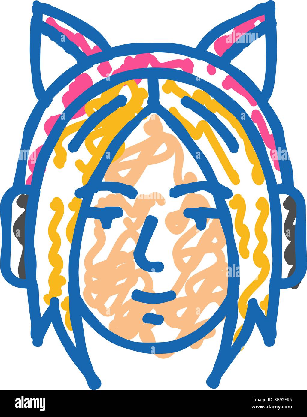 woman otaku avatar icon doodle illustration Stock Vector Image & Art ...