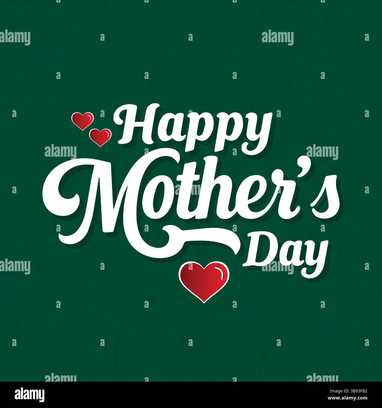 Green Happy Mother’s Day Card Design – Red Heart and Script Font ...