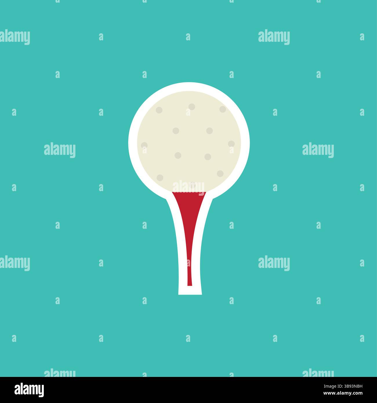 Golf ball on red tee icon. Vector illustration Stock Vector