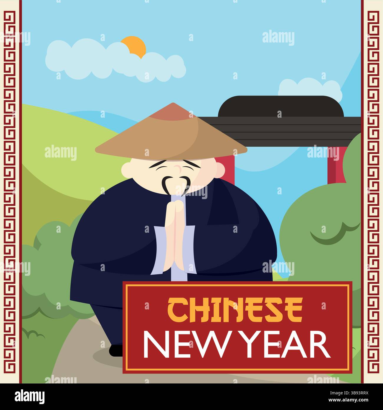 Man in hat greeting gesture. Vector illustration Stock Vector