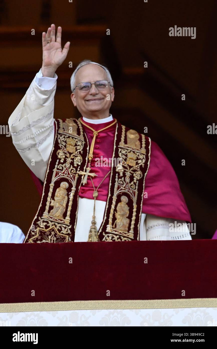 Newly elected Pope Leo XIV, Robert Prevost waves from the window of St ...