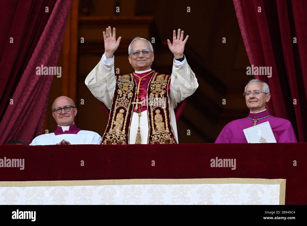 Newly elected Pope Leo XIV, Robert Prevost waves from the window of St ...