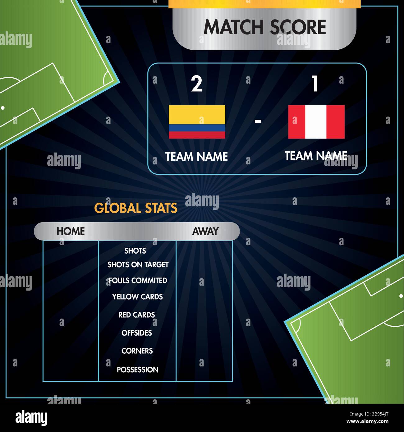 Soccer match stats scoreboard. Vector illustration Stock Vector Image ...