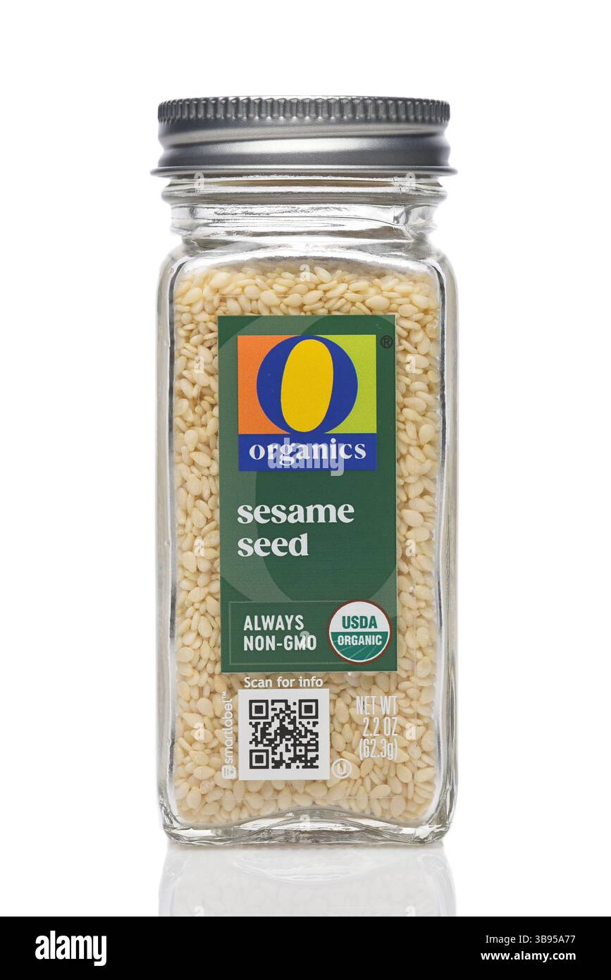 IRVINE, CALIFORNIA - 7 MAY 2025: A bottle of Organics Sesame Seed. Stock Photo